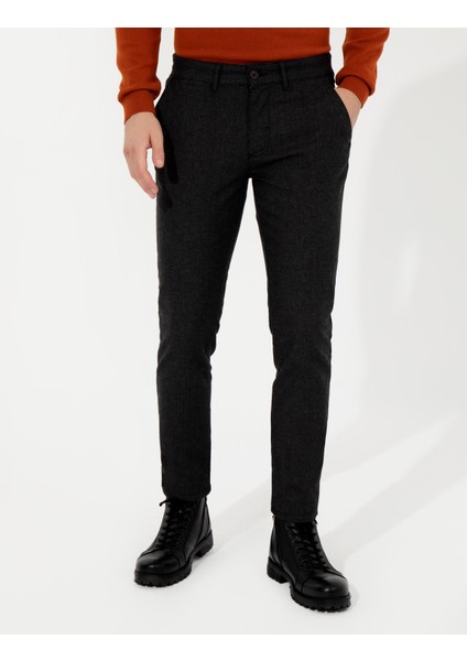 Erkek Siyah Slim Fit Keten Karışımlı Kanvas Pantolon 50259760-VR046 fiyatları