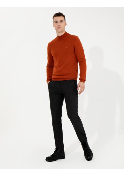 Erkek Siyah Slim Fit Keten Karışımlı Kanvas Pantolon 50259760-VR046 modelleri