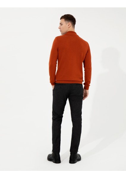 Erkek Siyah Slim Fit Keten Karışımlı Kanvas Pantolon 50259760-VR046 fırsatları