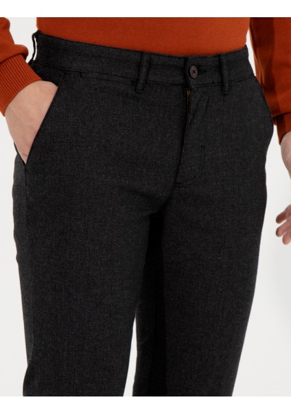 Erkek Siyah Slim Fit Keten Karışımlı Kanvas Pantolon 50259760-VR046 indirimleri