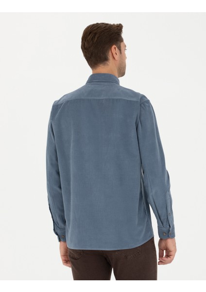 Erkek Koyu Mavi Regular Fit Uzun Kollu Gömlek 50274112-VR032