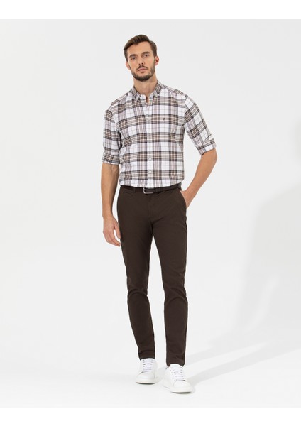 Erkek Kahverengi Slim Fit Kanvas Pantolon 50265904-VR029