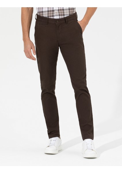 Erkek Kahverengi Slim Fit Kanvas Pantolon 50265904-VR029