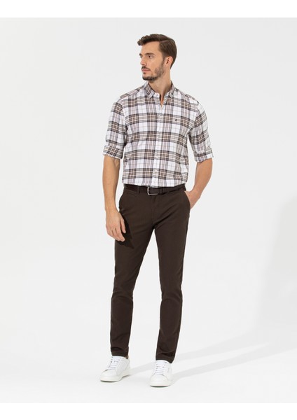 Erkek Kahverengi Slim Fit Kanvas Pantolon 50265904-VR029