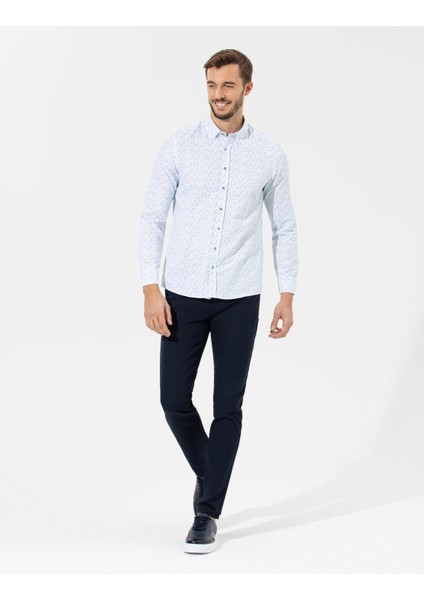 Erkek Lacivert Slim Fit Kanvas Pantolon 50265904-VR033