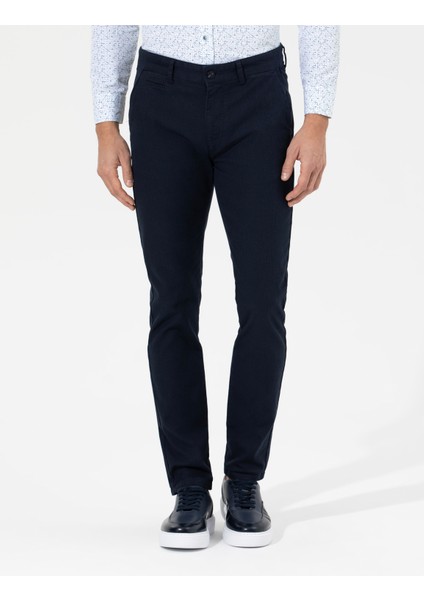 Erkek Lacivert Slim Fit Kanvas Pantolon 50265904-VR033