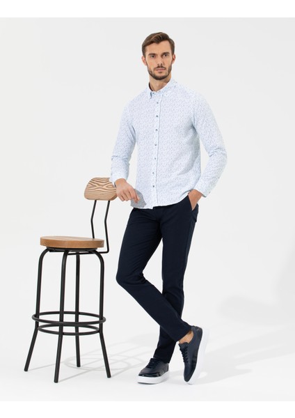 Erkek Lacivert Slim Fit Kanvas Pantolon 50265904-VR033