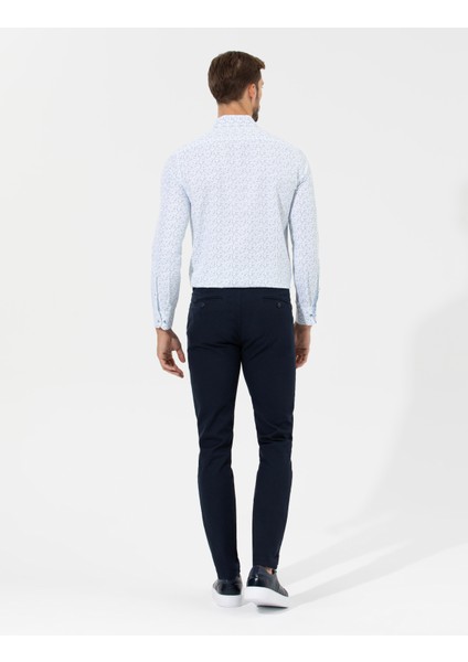 Erkek Lacivert Slim Fit Kanvas Pantolon 50265904-VR033