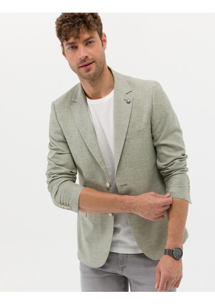 Erkek Açık Yeşil Ekstra Slim Fit Keten Karışımlı Blazer Ceket 50264619-VR092