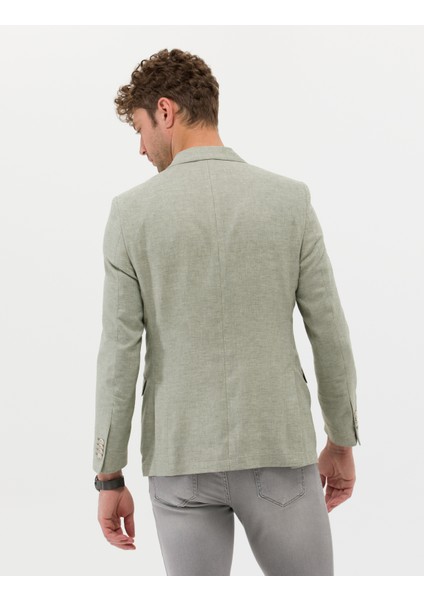 Erkek Açık Yeşil Ekstra Slim Fit Keten Karışımlı Blazer Ceket 50264619-VR092