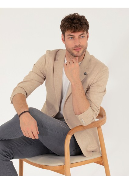 Erkek Bej Ekstra Slim Fit Blazer Ceket 50267019-VR011