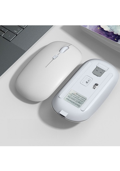 Macbook Şarj Edilebilir Sessiz Mouse Bluetooth + 2.4Hz Wifi Kablosuz Mouse Fare