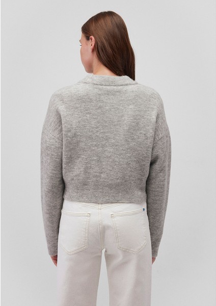 Yün Karışımlı Bisiklet Yaka Crop Gri Kazak 1710496-83096 fırsatları