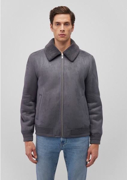 Suni Kürk Detaylı Gri Suni Süet CEKET0110450-80776 fiyatları