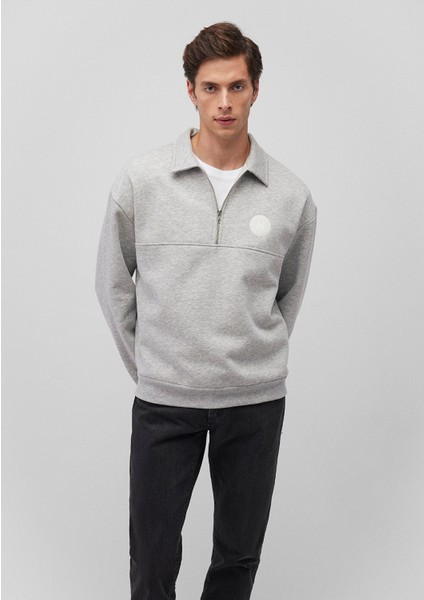 Mühür Logo Baskılı Gri SWEATSHIRT0S10256-80196
