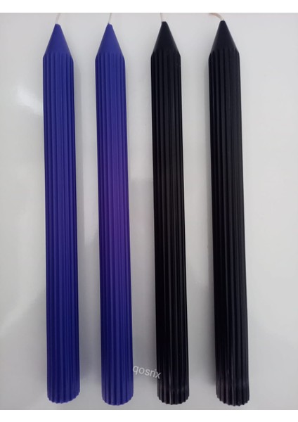 Yılbaşı Özel Serisi 4'lü Siyah Mor Şamdan Doğal Kokulu Soya Mumu Yeni Yıl Noel Uzun Çubuk Konik Mum