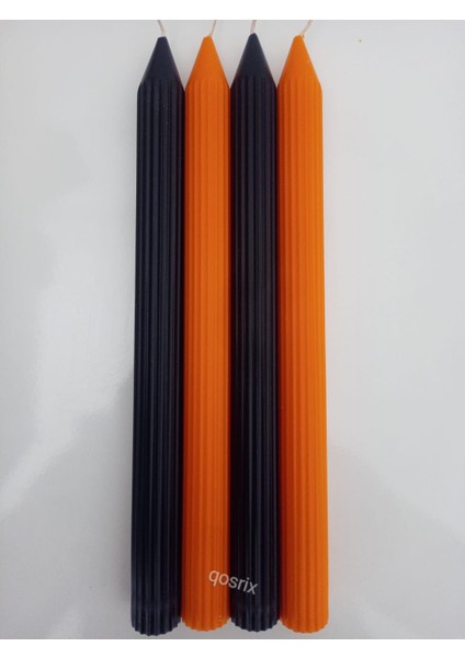 Yılbaşı Özel Serisi 4'lü Siyah Turuncu Şamdan Doğal Kokulu Soya Mumu Yeni Yıl Noel Uzun Çubuk Konik Mum fiyatları