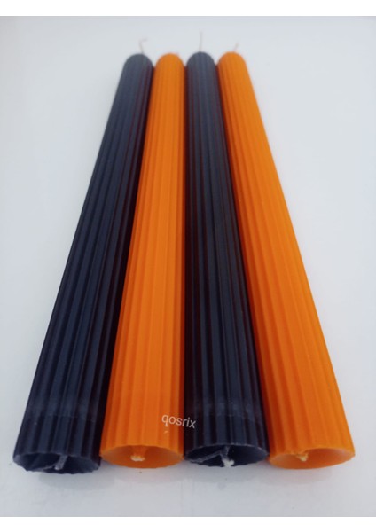 Yılbaşı Özel Serisi 4'lü Siyah Turuncu Şamdan Doğal Kokulu Soya Mumu Yeni Yıl Noel Uzun Çubuk Konik Mum modelleri