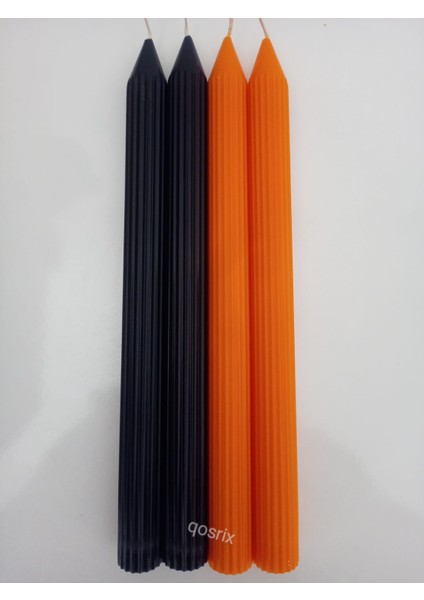 Yılbaşı Özel Serisi 4'lü Siyah Turuncu Şamdan Doğal Kokulu Soya Mumu Yeni Yıl Noel Uzun Çubuk Konik Mum fırsatları