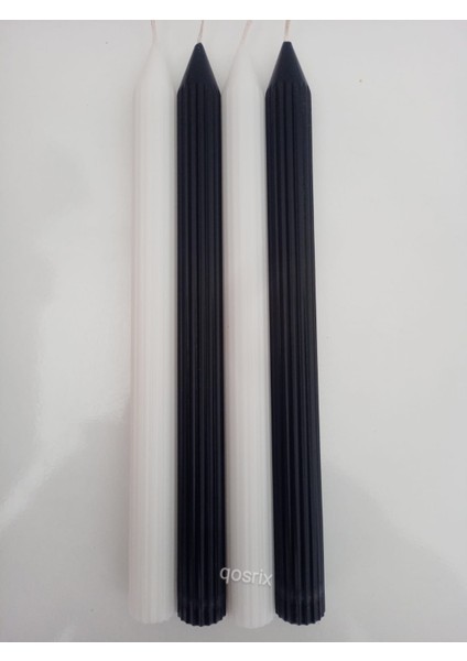 Yılbaşı Özel Serisi 4'lü Siyah Beyaz Şamdan Doğal Kokulu Soya Mumu Yeni Yıl Noel Uzun Çubuk Konik Mum fiyatları