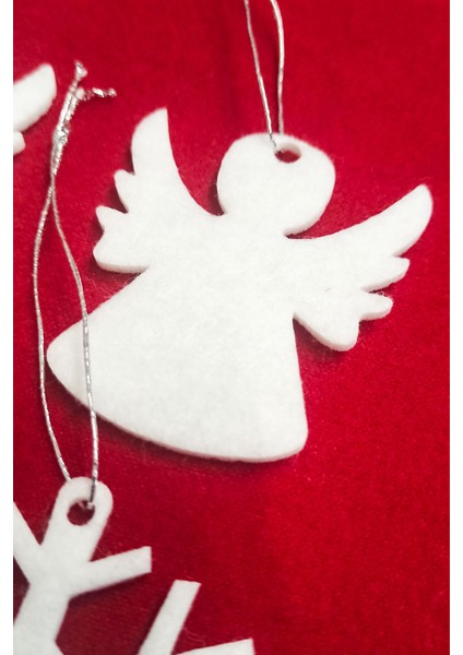 6'lı Beyaz Keçe Yılbaşı Ağacı Süsü - Kardan Adam, Kar Tanesi, Melek Figürleri, Gümüş Ipli fırsatları