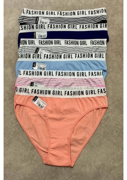Tutku 6'lı Kadın Hera Bikini Slip Pamuklu Külot Çizgili Düz Lastik Bel Karışık Standart Sml fiyatları