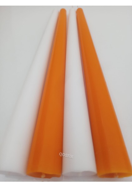 Yılbaşı Özel Serisi 4'lü Turuncu Beyaz Şamdan Doğal Kokulu Soya Mumu Yeni Yıl Noel Uzun Çubuk Konik Mum modelleri