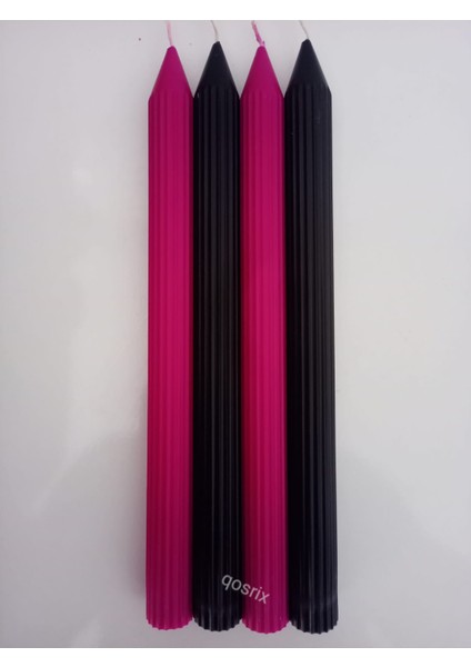 Yılbaşı Özel Serisi 4'lü Siyah Fuşya Şamdan Doğal Kokulu Soya Mumu Yeni Yıl Noel Uzun Çubuk Konik Mum fiyatları