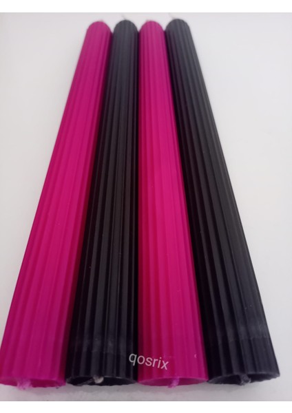 Yılbaşı Özel Serisi 4'lü Siyah Fuşya Şamdan Doğal Kokulu Soya Mumu Yeni Yıl Noel Uzun Çubuk Konik Mum modelleri