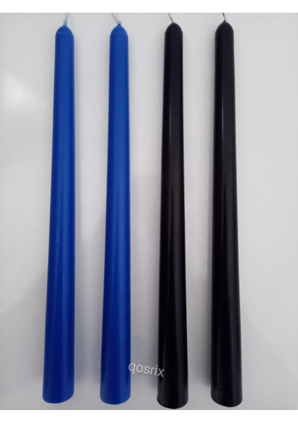 Yılbaşı Özel Serisi 4'lü Siyah Mavi Şamdan Doğal Kokulu Soya Mumu Yeni Yıl Noel Uzun Çubuk Konik Mum