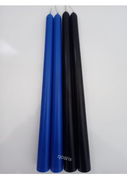 Yılbaşı Özel Serisi 4'lü Siyah Mavi Şamdan Doğal Kokulu Soya Mumu Yeni Yıl Noel Uzun Çubuk Konik Mum modelleri