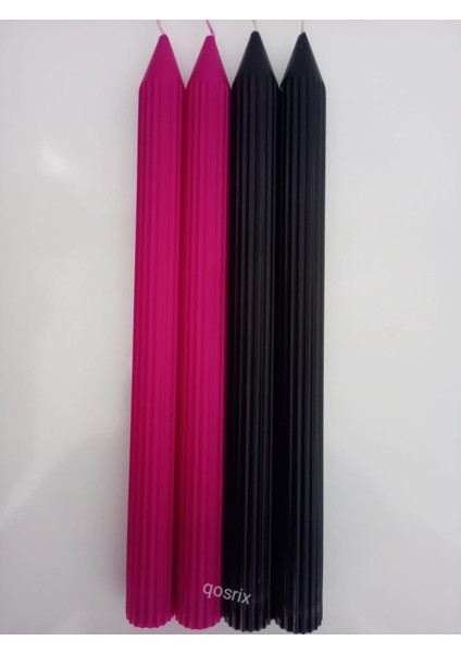 Yılbaşı Özel Serisi 4'lü Siyah Fuşya Şamdan Doğal Kokulu Soya Mumu Yeni Yıl Noel Uzun Çubuk Konik Mum fırsatları