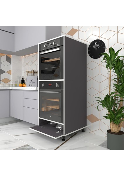 Kenzlife fırın dolabı halime gri 145*60*56 mutfak kapaklı ayaklı banyo kiler ofis