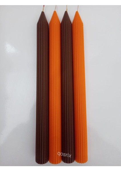 Yılbaşı Özel Serisi 4'lü Turuncu Kahverengi Şamdan Doğal Kokulu Soya Mumu Yeni Yıl Noel Uzun Çubuk Konik Mum fiyatları