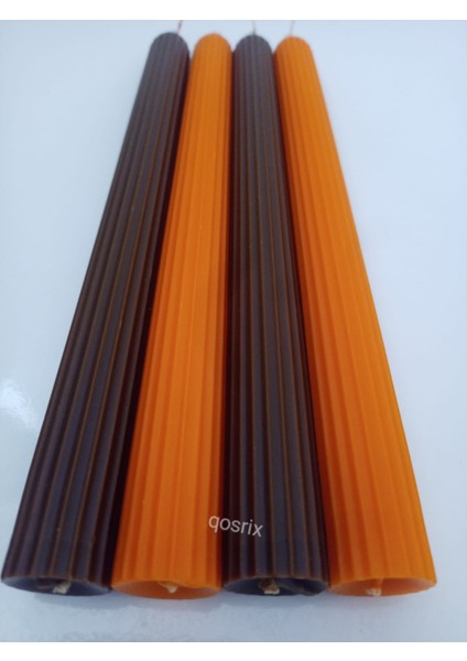 Yılbaşı Özel Serisi 4'lü Turuncu Kahverengi Şamdan Doğal Kokulu Soya Mumu Yeni Yıl Noel Uzun Çubuk Konik Mum modelleri