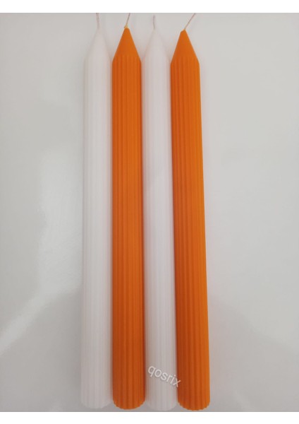 Yılbaşı Özel Serisi 4'lü Turuncu Beyaz Şamdan Doğal Kokulu Soya Mumu Yeni Yıl Noel Uzun Çubuk Konik Mum fiyatları