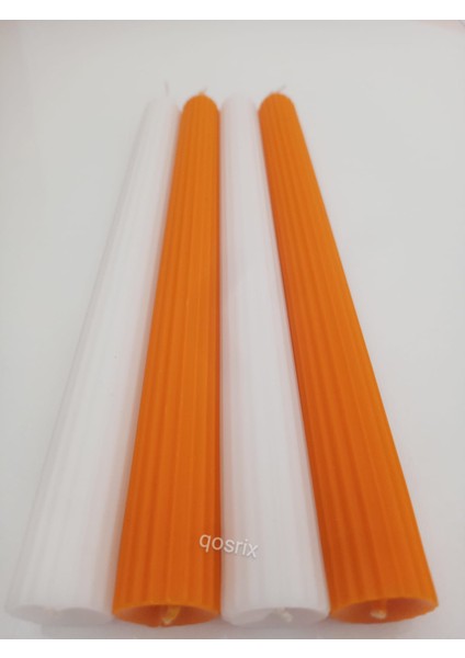 Yılbaşı Özel Serisi 4'lü Turuncu Beyaz Şamdan Doğal Kokulu Soya Mumu Yeni Yıl Noel Uzun Çubuk Konik Mum modelleri