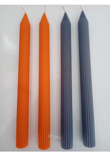 Yılbaşı Özel Serisi 4'lü Turuncu Gri Şamdan Doğal Kokulu Soya Mumu Yeni Yıl Noel Uzun Çubuk Konik Mum