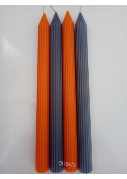 Yılbaşı Özel Serisi 4'lü Turuncu Gri Şamdan Doğal Kokulu Soya Mumu Yeni Yıl Noel Uzun Çubuk Konik Mum modelleri