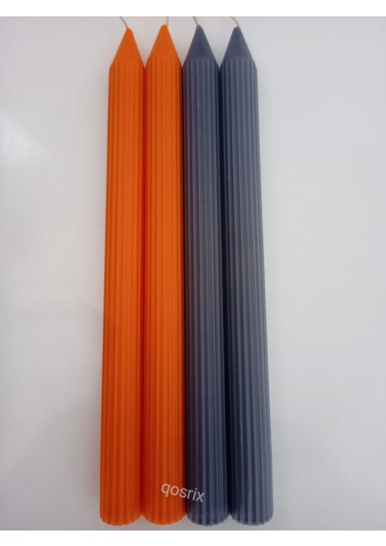 Yılbaşı Özel Serisi 4'lü Turuncu Gri Şamdan Doğal Kokulu Soya Mumu Yeni Yıl Noel Uzun Çubuk Konik Mum indirimleri