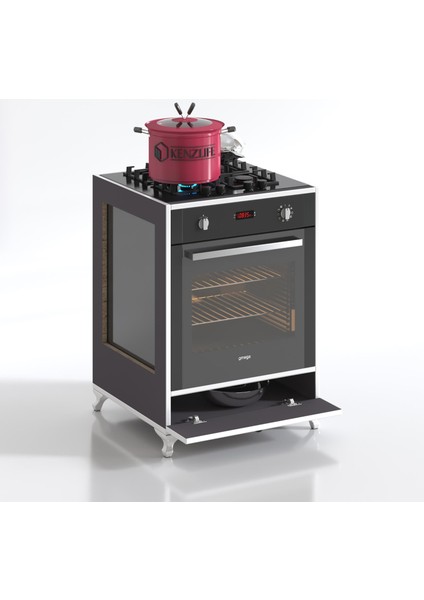 Kenzlife ankastre modülü kabini altın3 gri fırın ocak dolabı kapaklı ayaklı fiyatları