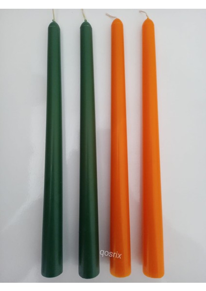 Yılbaşı Özel Serisi 4'lü Turuncu Yeşil Şamdan Doğal Kokulu Soya Mumu Yeni Yıl Noel Uzun Çubuk Konik Mum