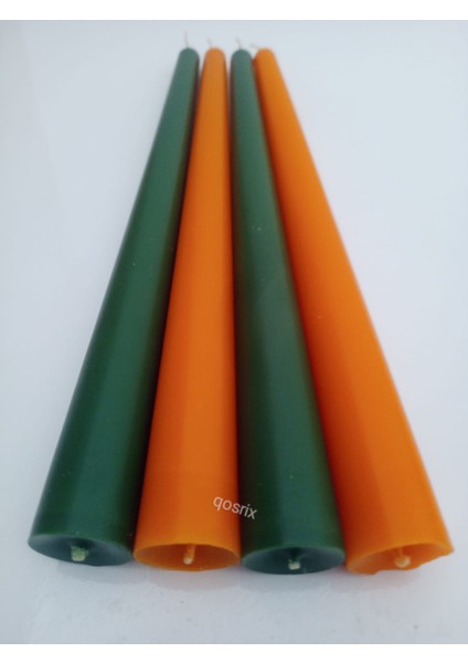 Yılbaşı Özel Serisi 4'lü Turuncu Yeşil Şamdan Doğal Kokulu Soya Mumu Yeni Yıl Noel Uzun Çubuk Konik Mum modelleri