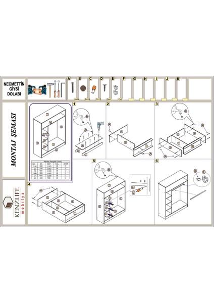 Kenzlife giysi dolabı necmettin 150x120x40 byz gardırop