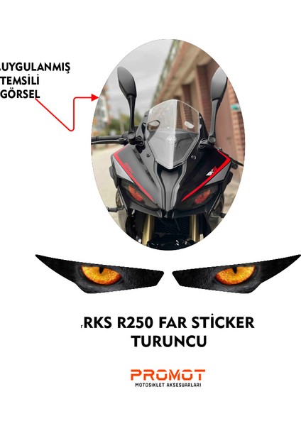 Rks R250 Uyumlu Far Kaplama Sticker Turuncu 2023/24