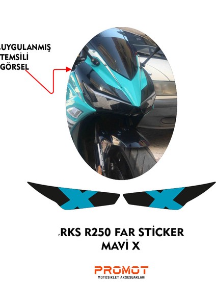 Rks R250 Uyumlu Far Kaplama Sticker Mavi x 2023/24