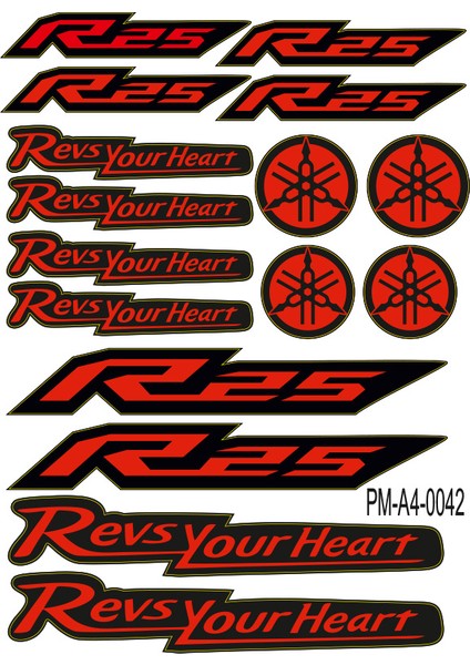 Yamaha R25 Motosiklet Çoklu Sticker Seti 02
