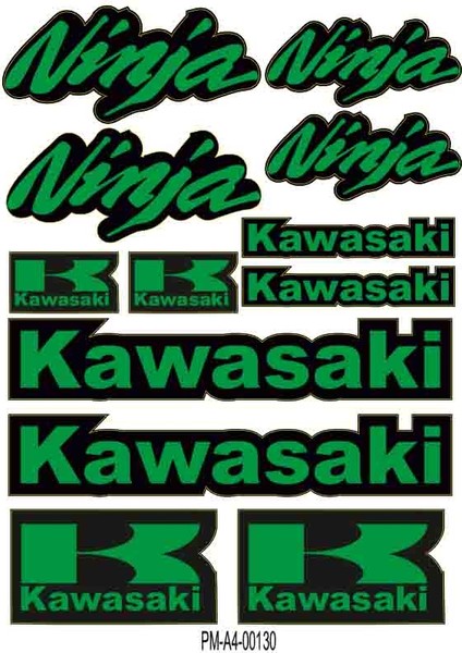 Sponsor Kawasaki Tasarımlı Ekipman Kask Motorsiklet Sticker Seti 02