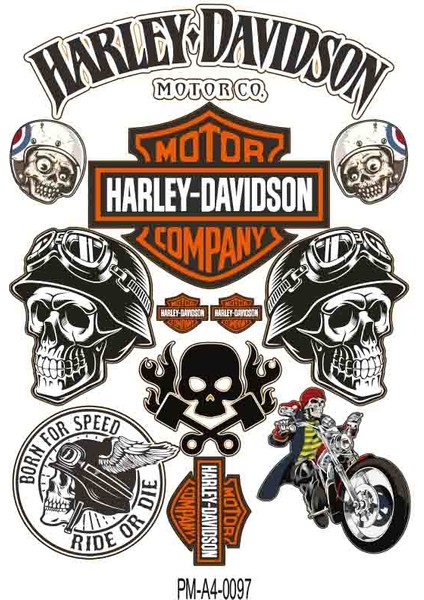 Sponsor Harley Davıdson Ekipman Kask Motorsiklet Sticker Seti 02