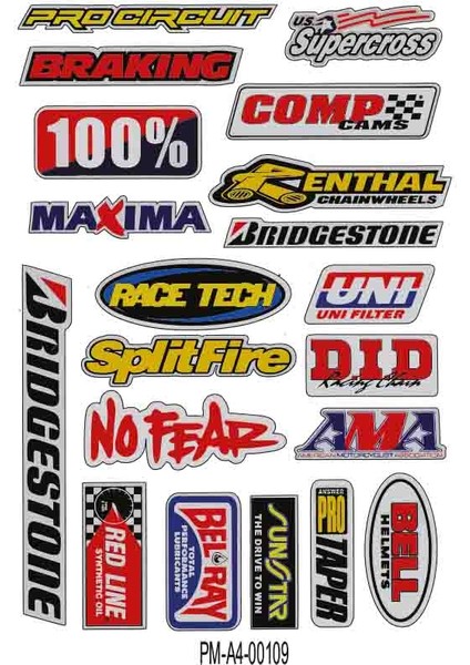 Motosiklet Sponsor Ekipman Kask Motorsiklet Sticker Seti 01